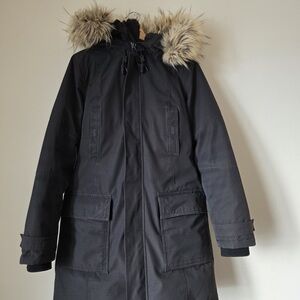 Aritzia Black Parka with Faux Fur Trim